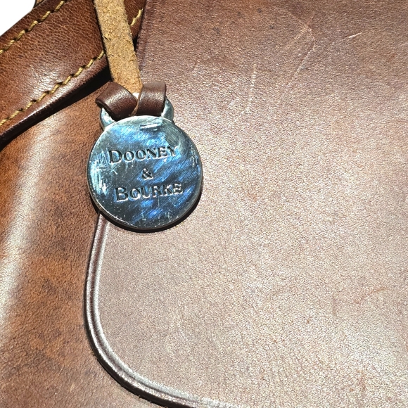 Dooney & Bourke Italy Made Leather Crossbody Bag Vintage Saddle Brown Satchel Pu - Picture 10 of 14